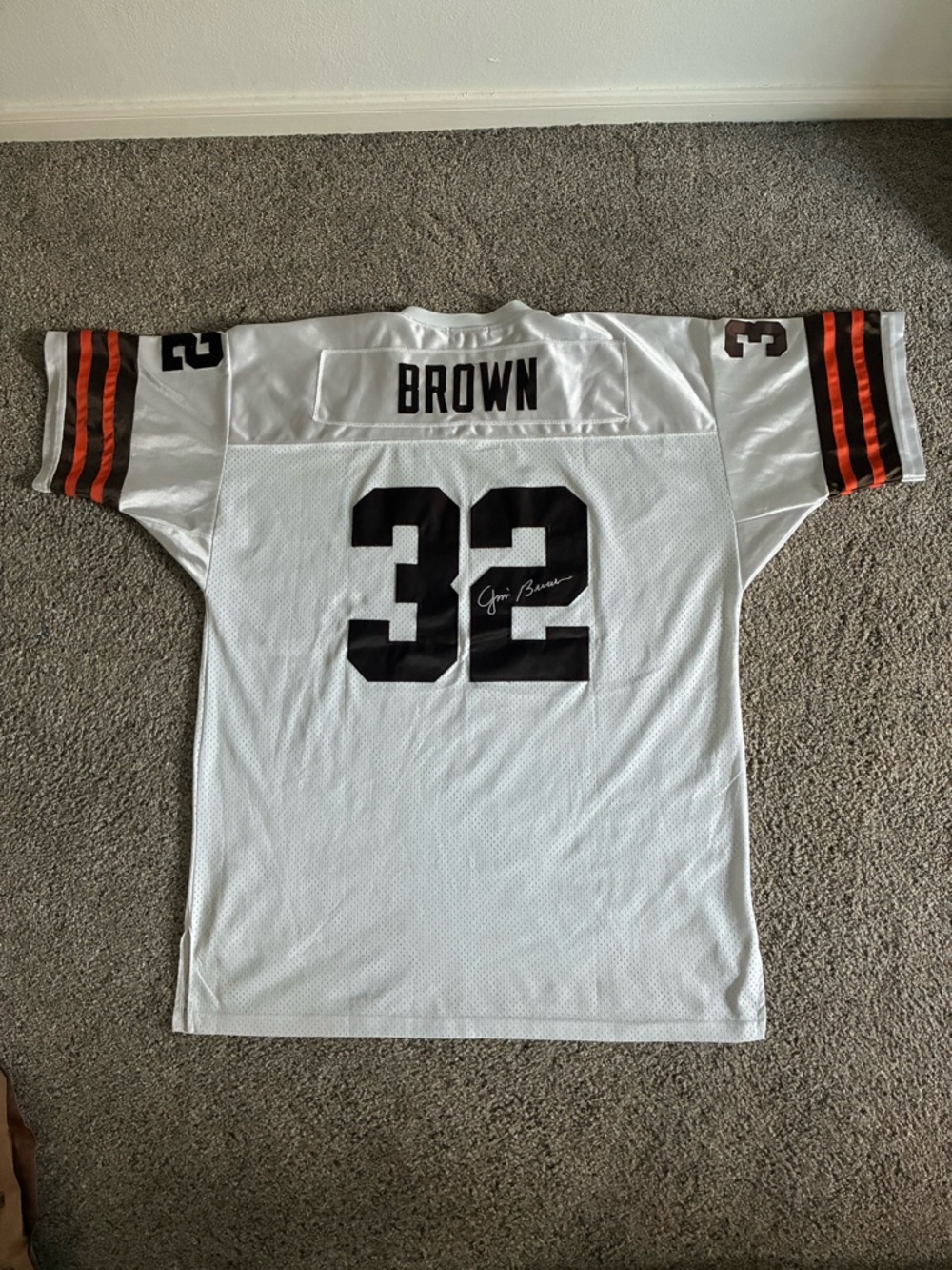 Vintage Mitchell & Ness Jim Brown #32 Cleveland Browns White Jersey Size:60